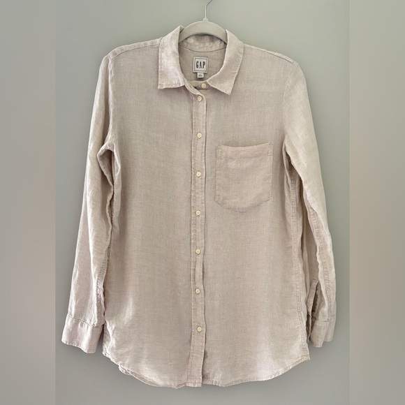 Gap Women's Size Small Linen‎ Button Down Breathable Summer Staple Coastal Chic - Picture 1 of 7